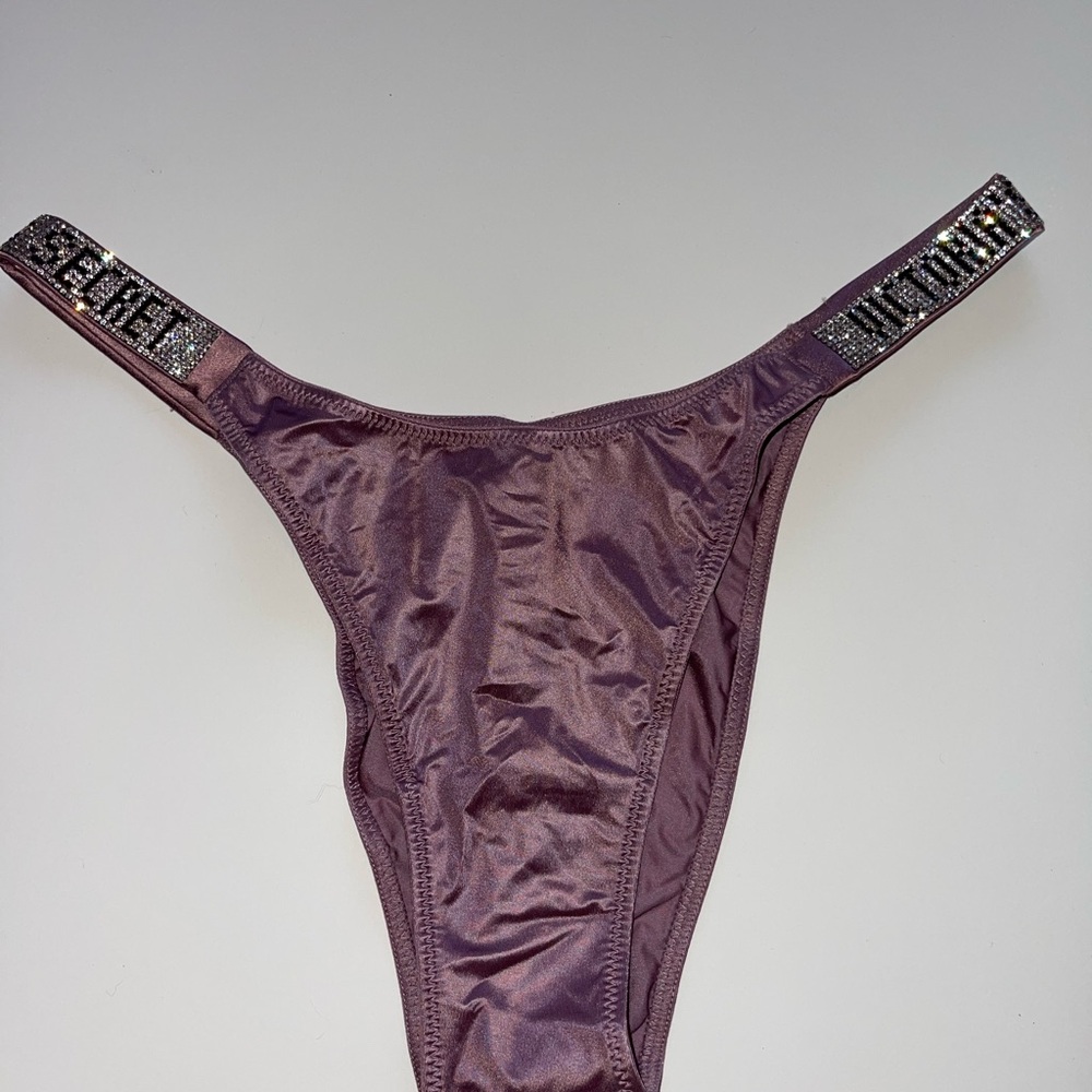 Victoria's Secret Very Sexy Brazilian Shimmering Dark Lilac Rhinestone M NWTS
